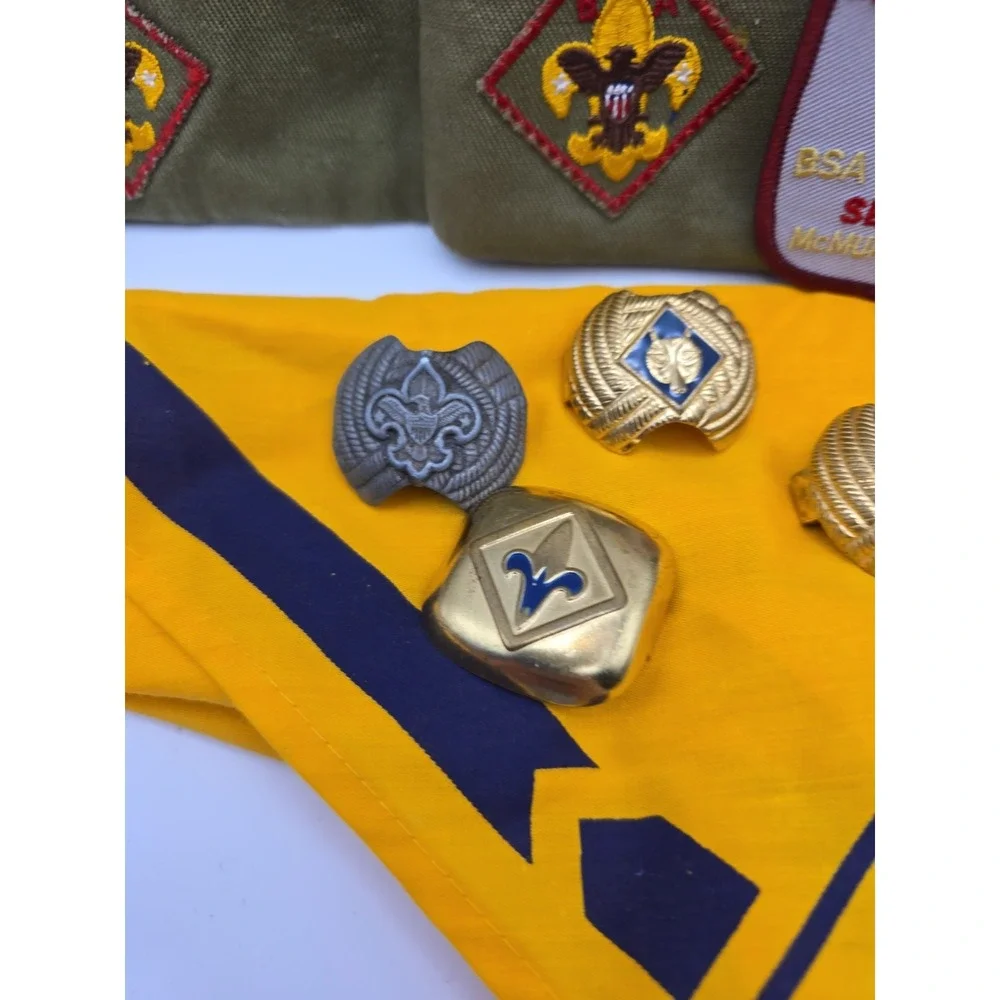 VTG Boy Scouts Lot – Hats with Patches, Cub Scouts & Neckerchiefs